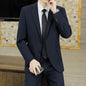 S-6XL Suit (Blazer+Trousers) Men's Gentlemanly Wedding Fashion Business Fit Best Man Casual Host Solid-color British-style Suit