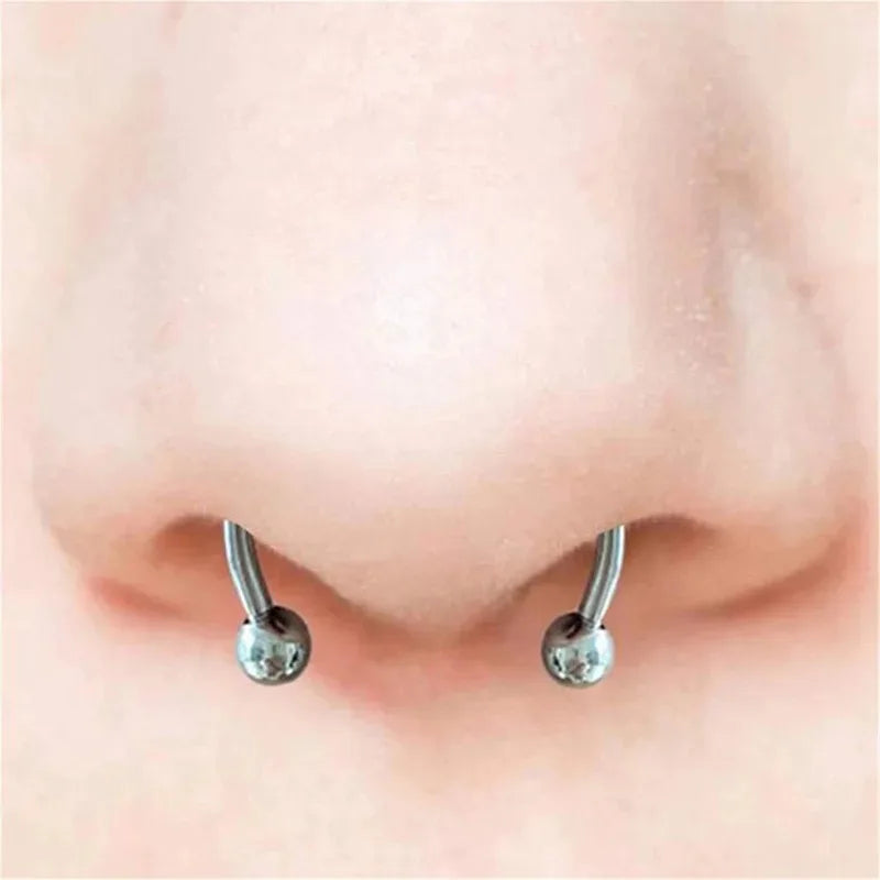 2025 Trendy Piercing Free Magnetic Nose Ring Stainless Steel Horseshoe Non Pierced Goth Punk Fake Hoop Clip on Jewelry Gift