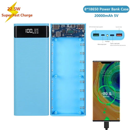8X18650 Dual USB Power Bank Shell Micro USB Type C 5V 4.5A DIY Case Battery Charge Storage Box Super Fast Charge without Battery