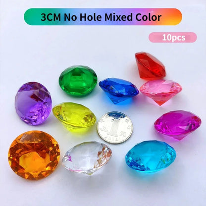 10pcs Fake Diamond Crystal Gem Toy Treasure Chest Pirate Acrylic Paperweight Diy Art Craft Decorative Gift Photography Props