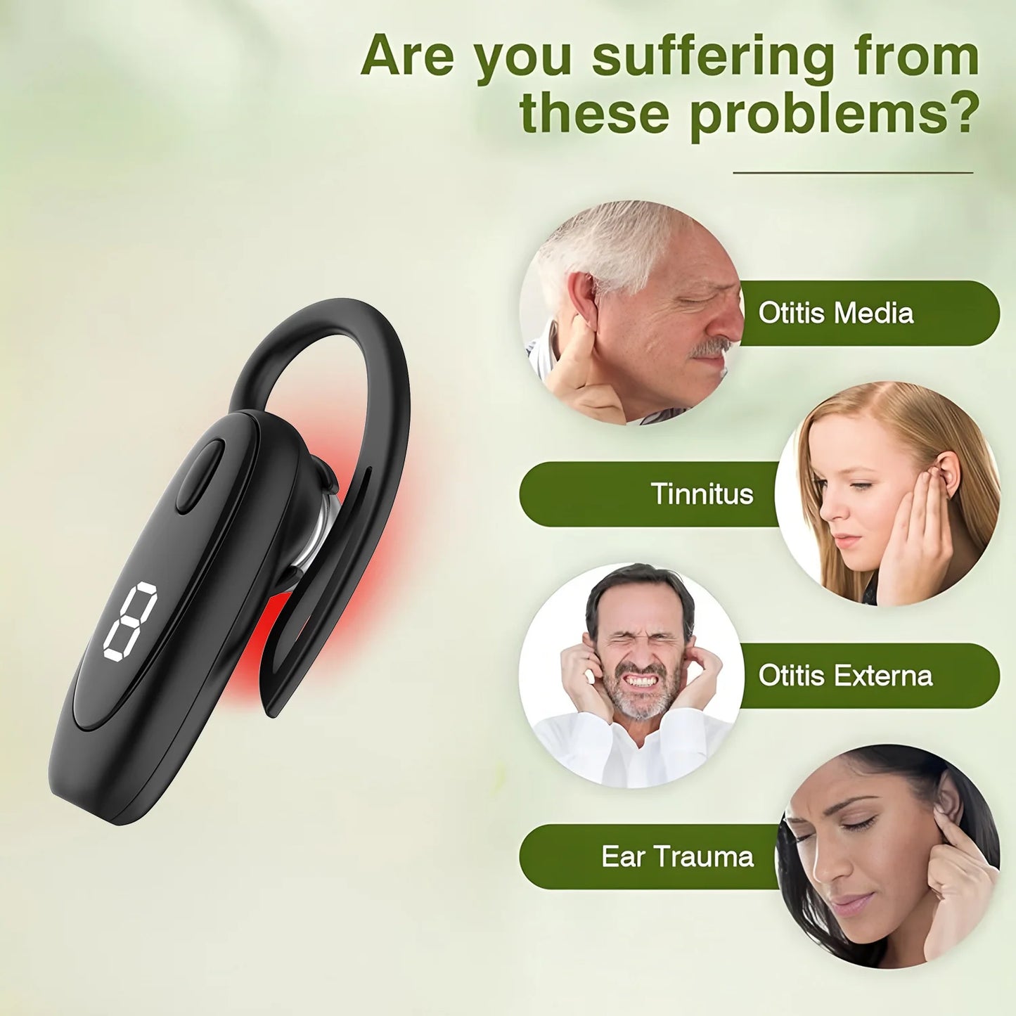 Smart nanometer 650nm Tinnitus Ear Laser Therapy Irradiation Tinitus Otitis Media Deafness Treatment Ear-hanging Style Earplug