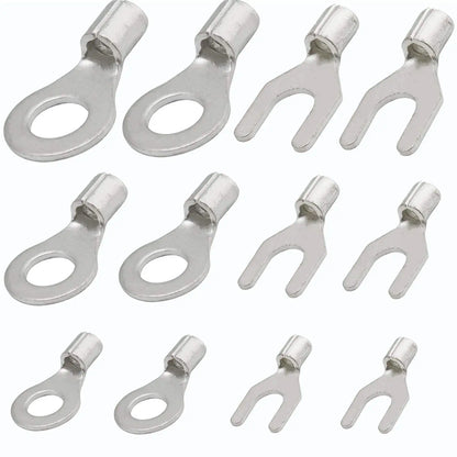 O/Y Type Copper Ring Fork Terminals Kit Insulation Cold-Pressed Terminal Electrical Brass Cable Wire Connector Crimp Spade Clip