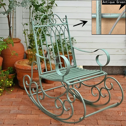 European style metal garden rocking chair, suitable for outdoor patio, yard and garden, comfortable armchair