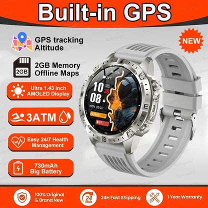Smart Watch Men GPS Track High End watch Swim Waterproof Smart Watches Swim six axis sensor Sports Smartwatch 2GB Memory GPS Map