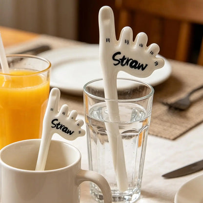Reusable Foot Straw Handmade Toe Ceramic Drinkware Handmade Foot Straw For Fishing Drinking Tea Cold Picnic Outdoor Water