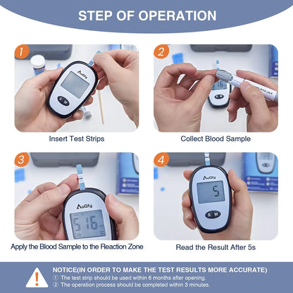 Blood Glucose Meter With Individually Wrapped Glucose Test Strip Glucometer Kit Blood Sugar Monitor for Diabetes Fast Result