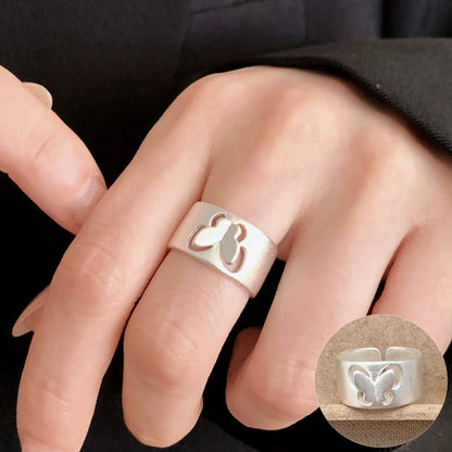 PANJBJ 925 Sterling Silver Lotus Ring For Women Retro TextureJewelry Irregular Creativity Adjustable Jewelry Party Gift Dropship