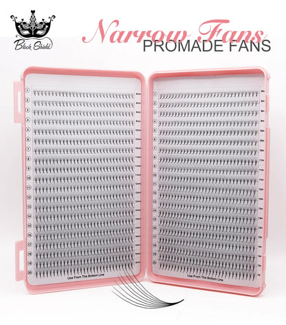 40Rows Handmade Eyelash Extensions Mega Trays Premade Narrow Volume Fans Ultra Dark Pointy Base for Professional Use