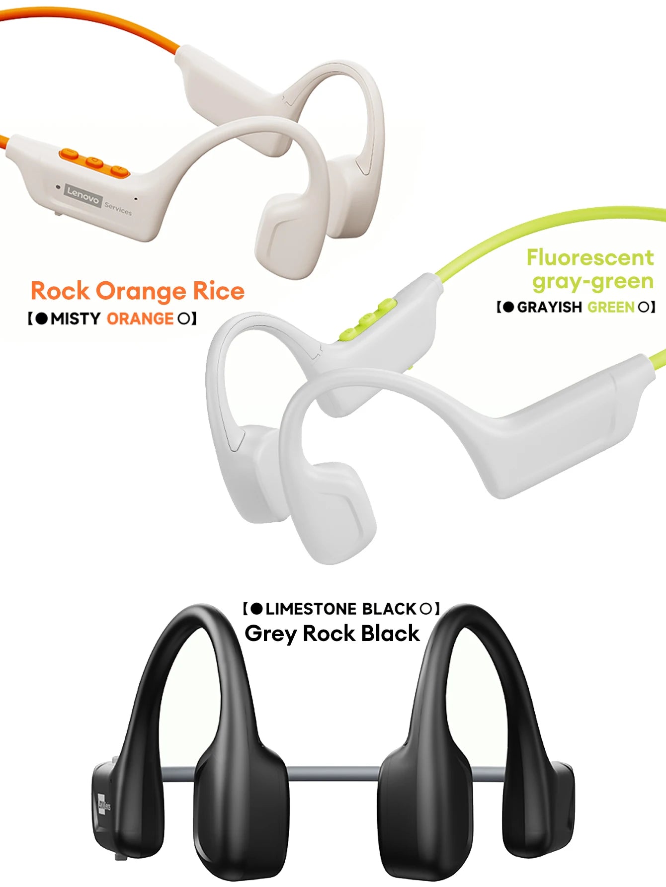 Choice Lenovo S102 Wireless Bone Conduction IPX6 Waterproof Sports Headphones Cycling Fitness Earbuds Bluetooth V6.0 Earphones