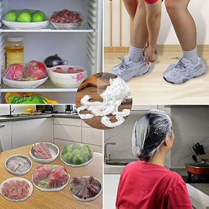 100PCS Colorful Food Cover Refrigerator Fresh-keeping Bags Food Grade Packaging Bag Reusable Kitchen Cling Film Transparent Wrap