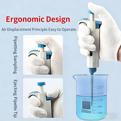 Laboratory Pipette Adjustable Single Channel Digital Micropipette With Pipettor Tips