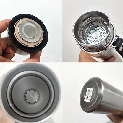 Portable 1L Stainless Steel Vacuum Flask, Insulated Water Thermos for Hot/Cold Coffee, Tea & Beverages