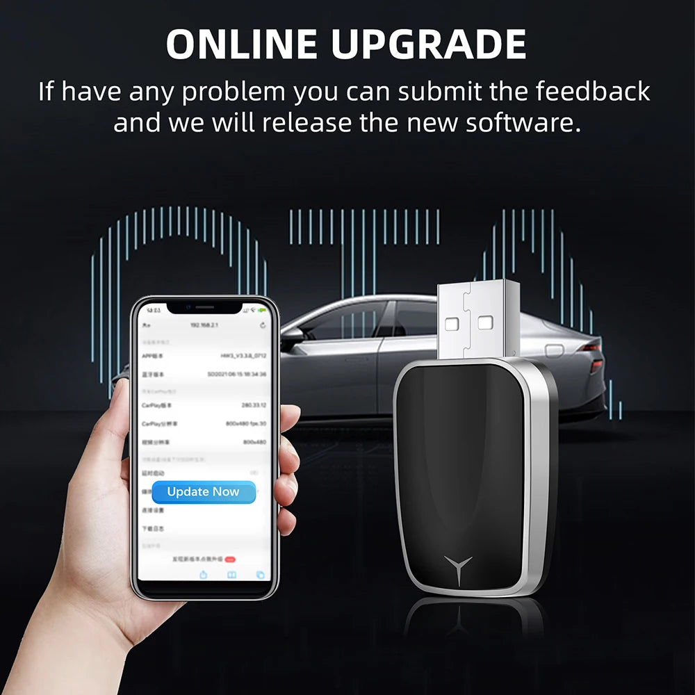 2 in 1 Smart Dongle AI Box Mini Adapter Wired to Wireless Carplay&Android Auto Compatible with 99% of Cars Plug and Play WiFi