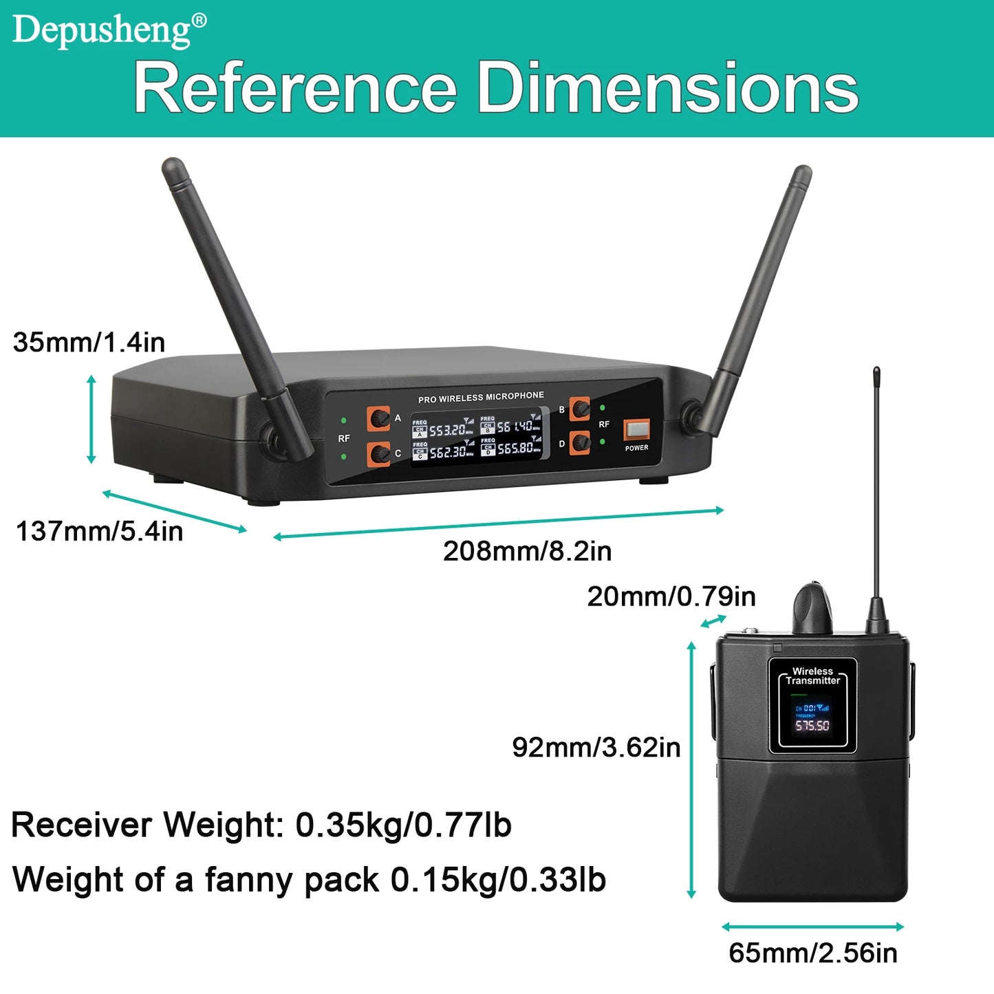 4Channel Wireless Lavalier Microphone Headset Microphone Depusheng X4-CLIP VHF Fixed Dual Frequency Wireless Set For Stage Show