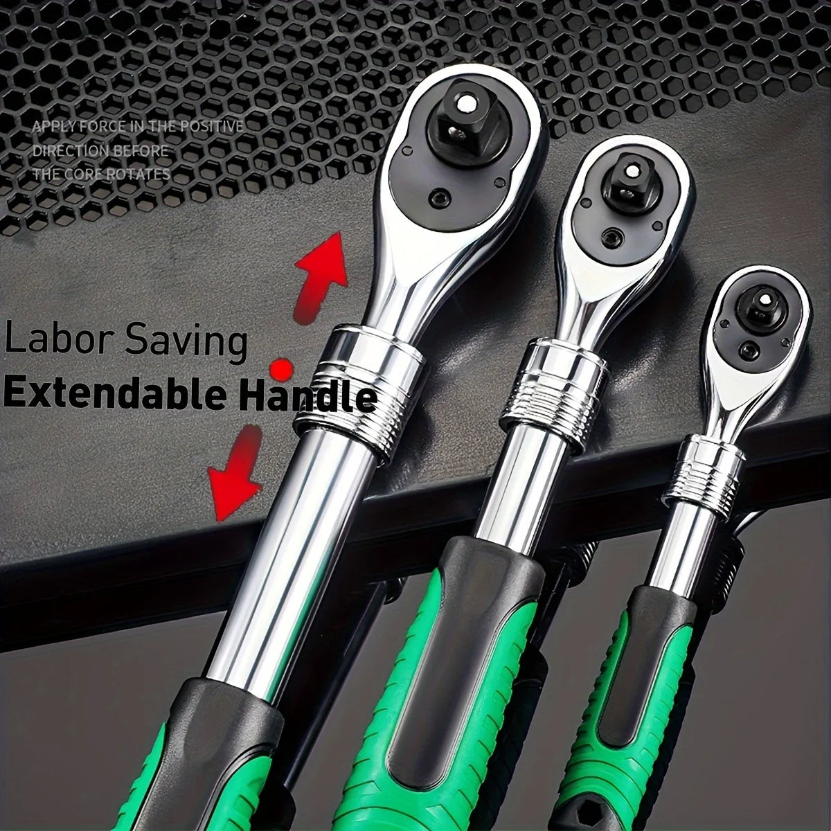 Retractable Ratchet Set 1/4 3/8 1/2 Inch Drive Rotating Ratchet Reversible Drive 72 Tooth Socket Wrench Mechanical Tool