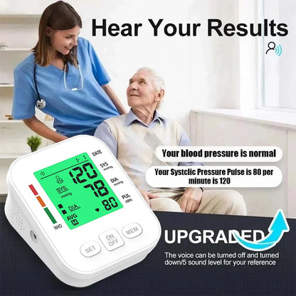 3 Color Backlight Blood Pressure Monitor Upper Arm Pressure Device Automatic BP 36cm Cuff Machine for Medical Home Health Care