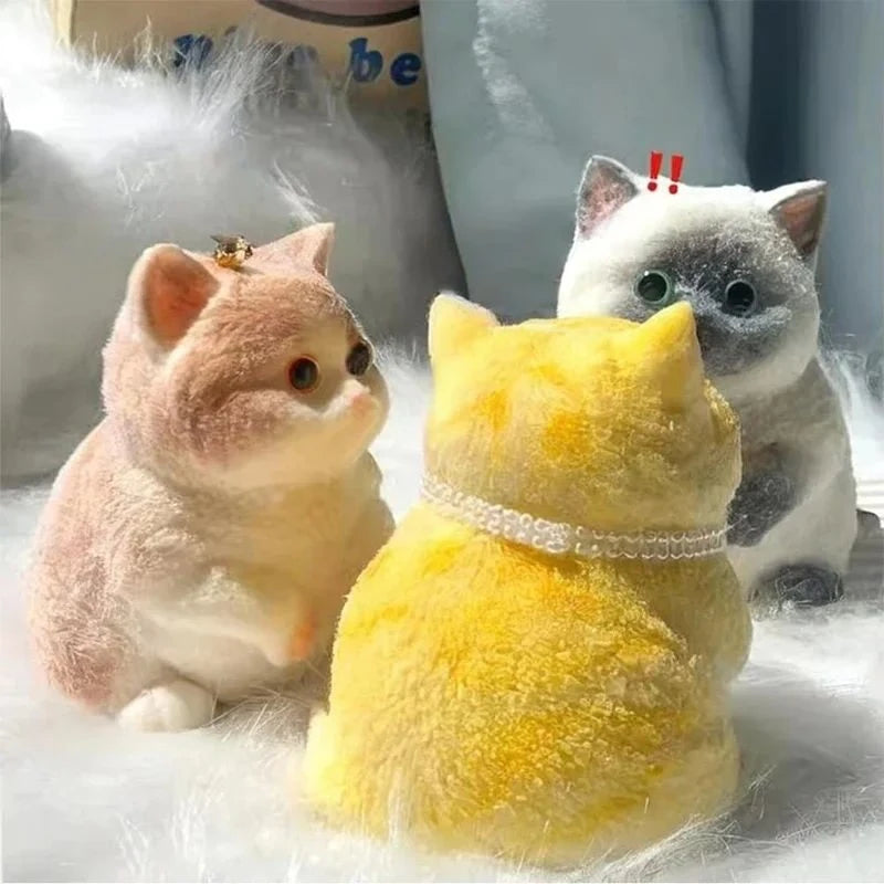 Cute Kawaii Cat Squishy Soft Silicone Stress Relief Squeeze Toy Anxiety Relief Desk Buddy Gift for Kids Adults Desk Decor Gift