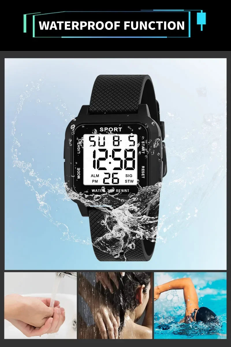 YIKAZE Sports Watch for Men Luminous Waterproof Men's Sport Watches Outdoor Military Clock Student LED Electronic Wristwatch
