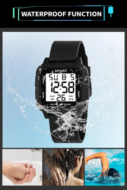 YIKAZE Sports Watch for Men Luminous Waterproof Men's Sport Watches Outdoor Military Clock Student LED Electronic Wristwatch
