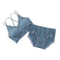1Set Casual Lace Women Seamless Bra Set V-Neck Breathable Underwear Set Comfortable with Bra Pads Lingerie Set