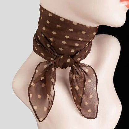 Summer Polka Dot Print Artificial Silk Scarf Thin Neck Warp Chiffon Soft Shawl Beach Sunscreen Square Women Neck Scarves