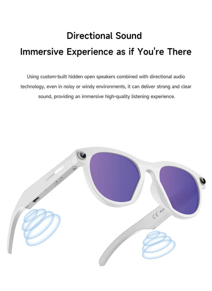 Lenovo NEW 8K 1600W HD AI Smart Glasses Camera Dual Real-time Translation Bluetooth Call Shoot Audio Video Music Play Sunglasses
