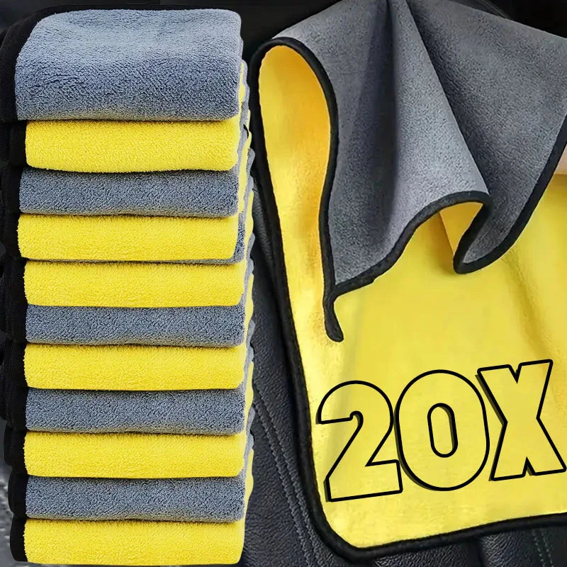 1-20PCS Microfiber Car Cleaning Towels Car Wash Drying Cloth Hemming Microfiber Towel Care Wash Cloth Car Detailing Accessories