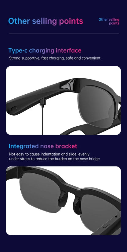 Lenovo XG89 AI Smart Translator Sunglasses Bluetooth 110+ Languages UV400 Real-time Translation Hands-free Calls Travel