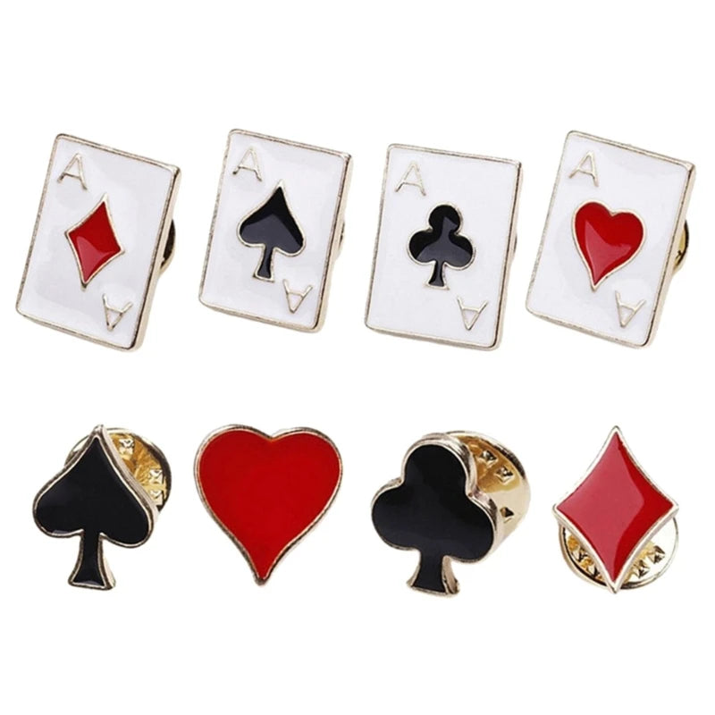 4 Pack Collar Pins Card Brooches Versatile Accessories Lapels Pin Suit Brooch Perfect Gift for Men and Women