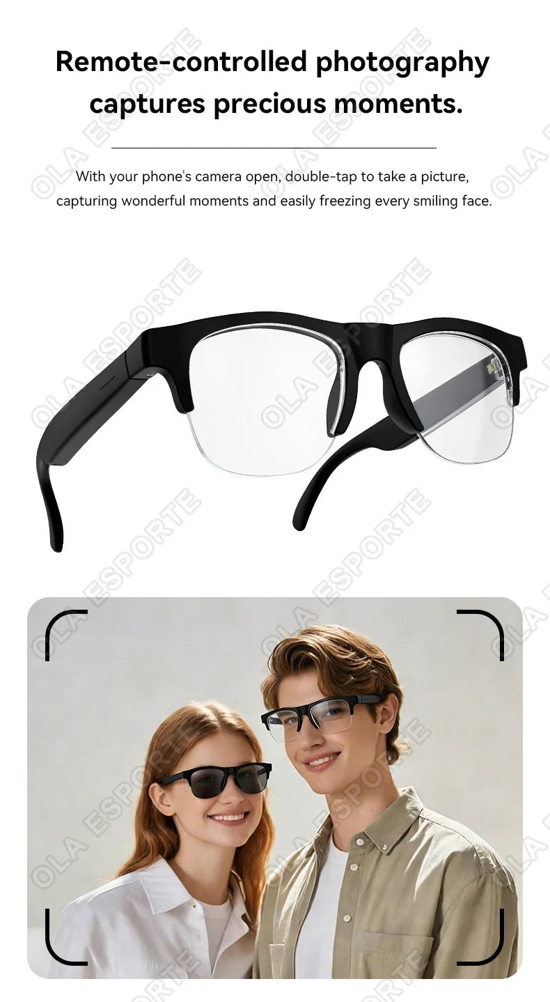 Smart Bluetooth Glasses Touch Control Hands-Free Calls Music Remote Camera Voice Assistant for Travel Sports Sunglasses 2026 New