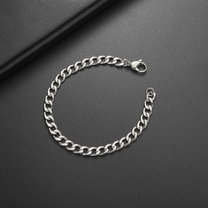 Punk Cuban Chain 3-10mm Wide Minimalist Bracelet Men Women Stainless Steel Gold Color Basic Hip Hop Figaro Chain Jewelry Gift