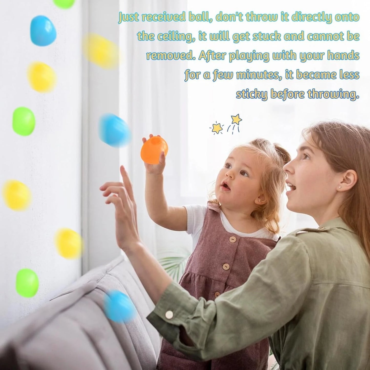 5/10Pcs Glow in The Dark Sticky Balls - Squishy Stress Relief Toys, Fun Fidget Toys Sensory Decompression Toys for Kids & Adults