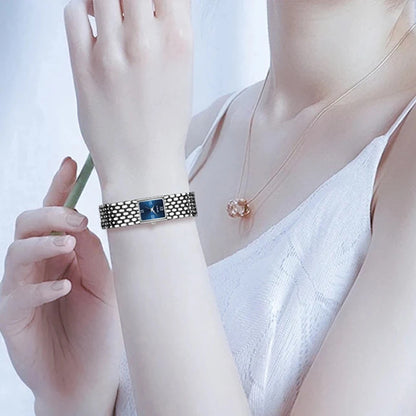 LIGE New Design Ladies Watch Fashion Quartz Wristwatch Silver Simple Square Women Watches Luxury Stainless Steel Folding Clock