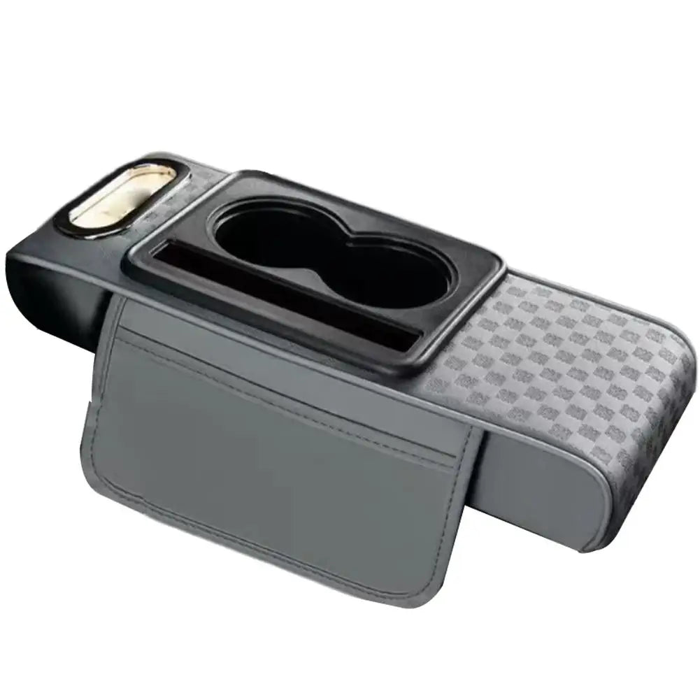 4 in 1 Car Center Console Armrest Cushion Height Increasing PU Leather Tissue Box Cup Holder Storage Pad Universal Fit