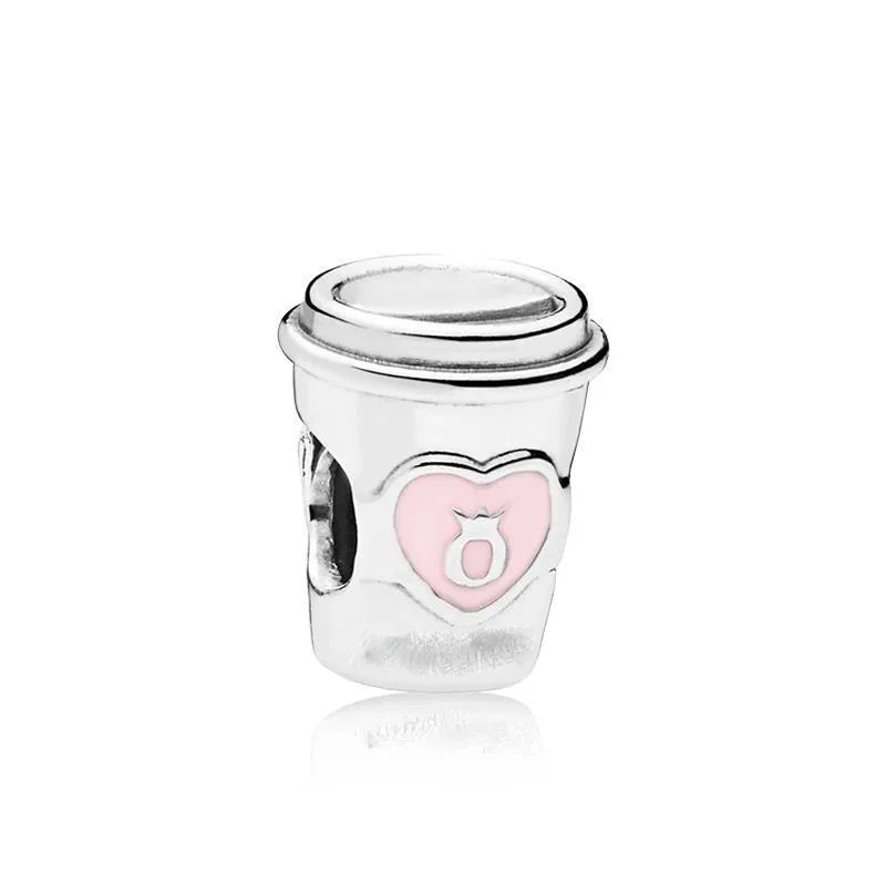 2025 Hot selling 925 Silver Pink Bird Moon Pendant Suitable for European Bracelets DIY Accessories Women's Charm Jewelry Gifts