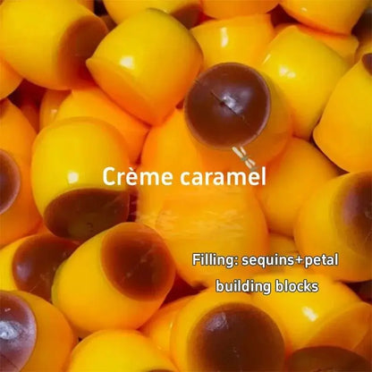 Pudding-shaped Squeeze Ball Caramel Crunchy Handmade Squishy Portable Diy Fidget Accessory For Stress Relief & Cute Desk Play