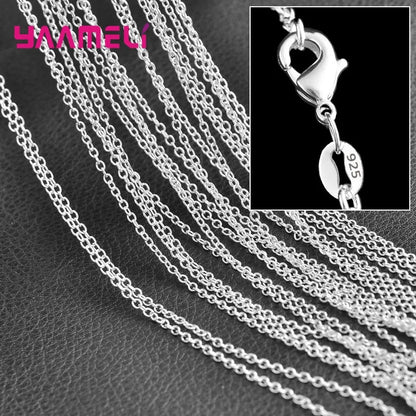 Authentic 5PCS Solid 925 Sterling Silver Jewelry Chains Necklace with Lobster Clasps fit Men Women Pendant 18 Designs 16-30 Inch
