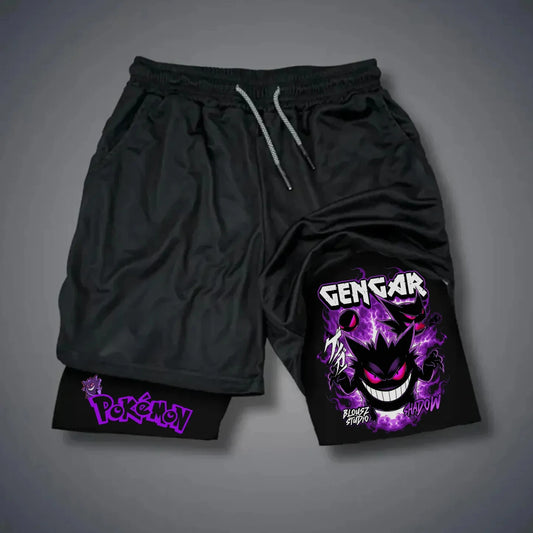 Pokémon Game 2-in-1 Shorts Summer/Autumn Men's and Women's New Joint Sports and Fitness American Trend Double-layer Shorts