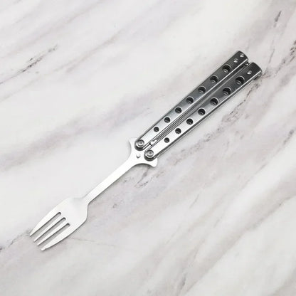 Outdoor Training Butterfly Knife Trainer  Stainless Steel Knife Folding Knife No Edge Dull Tool Combs Shape 56 HRC