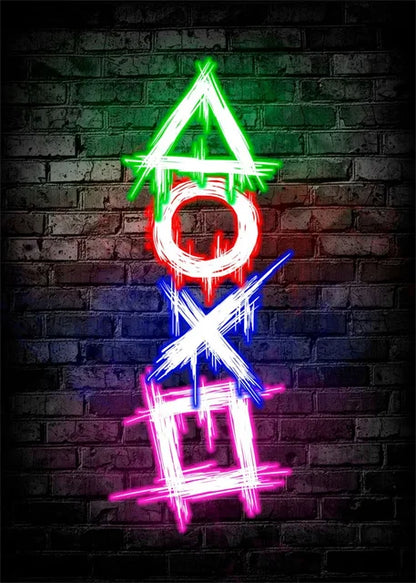 Gaming Neon Eat Sleep Game Repeat  Canvas Posters Gamer Room Decor Canvas Print Art for Home Esports Bedroom Decor Gift Painting