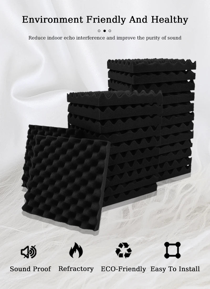 TOUO Acoustic Foam Fireproof Soundproofing Sponge 6/12/24/48 Pcs Egg Crate Soundproof Foam Studio Home Sound-absorbing