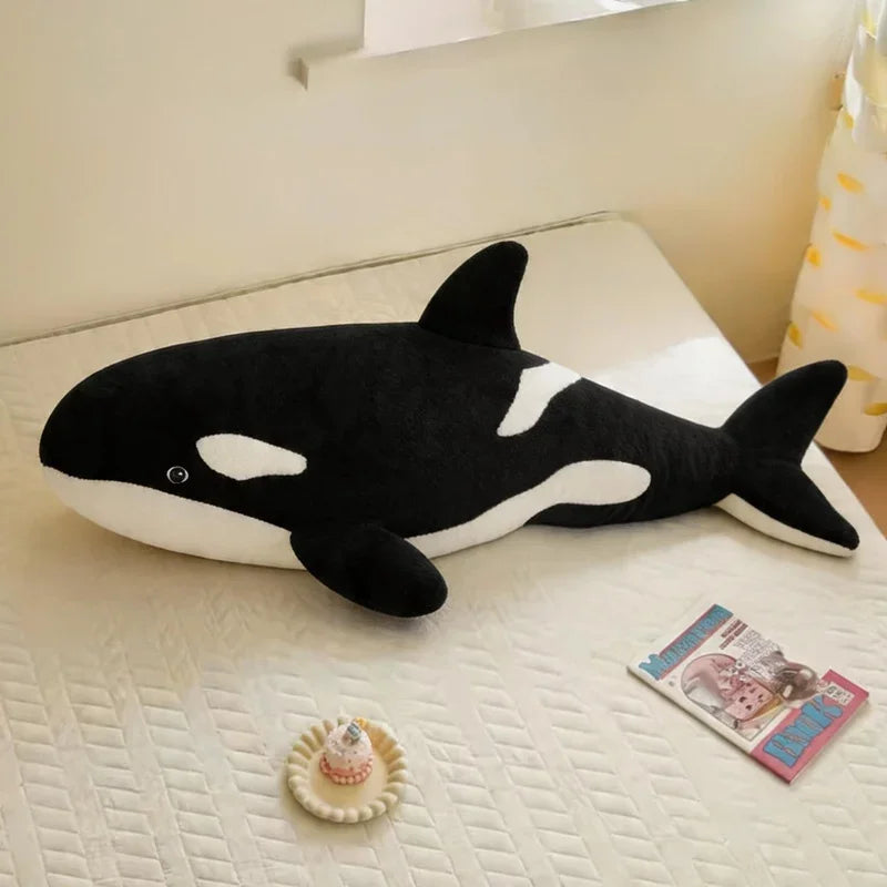 Giant Large Size Orca Killer Whale Plush Pillow Soft Stuffed Ocean Animal Doll Big Orca Plushie for Sleeping Hugging Pillow Home