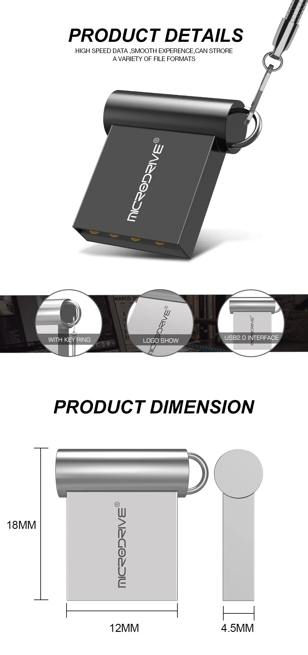 High Speed USB flash drive 4GB 8GB 32GB 64GB 128GB Pendrive Metal Pen key chain memory Sticks Mini USB Flash Drive Waterproof
