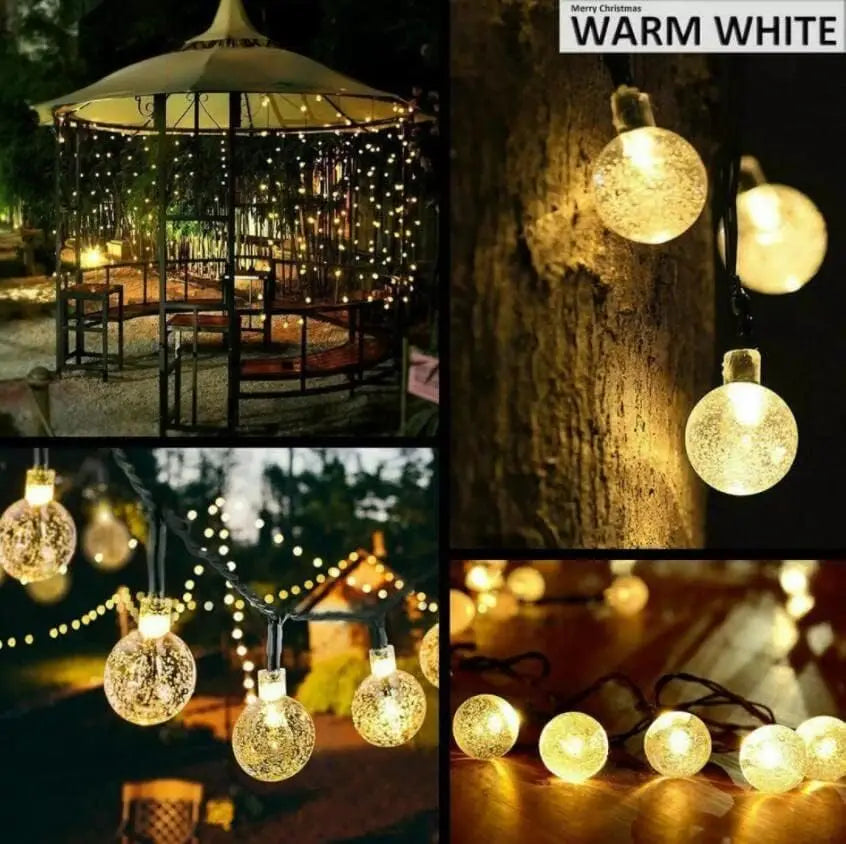 5/6.5/12M Solar Bubble Ball String Light Outdoor Lighting Waterproof 8 Functions Halloween Christmas Holiday Decorative Lamp