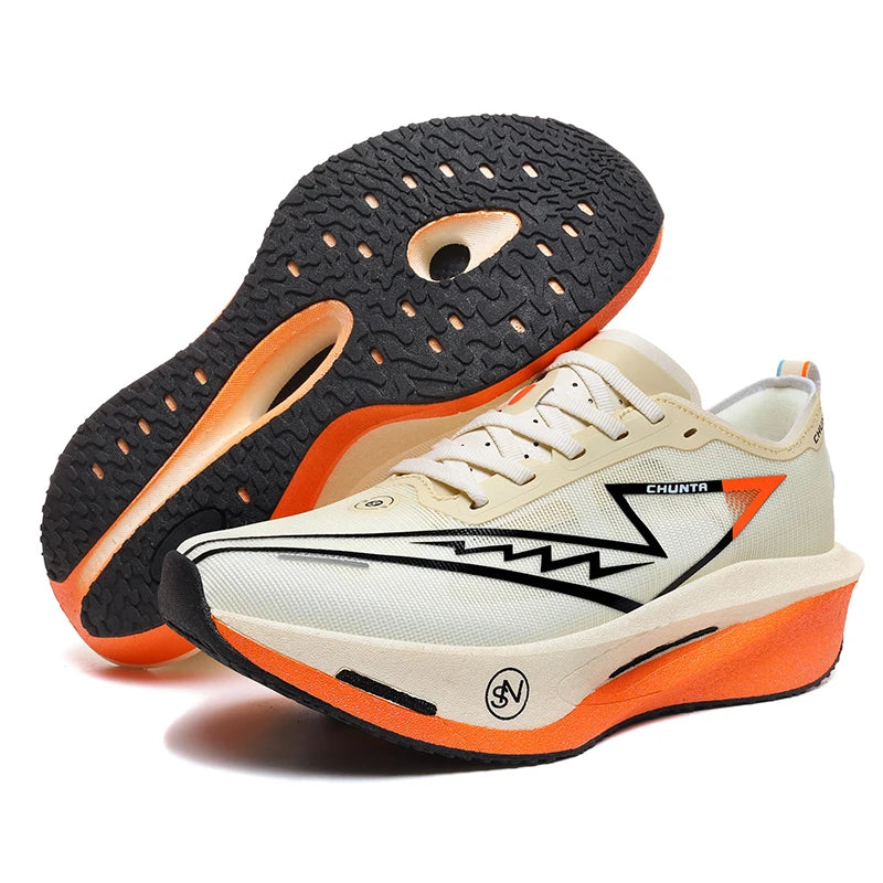 Men's Carbon Plate Breathable Mesh Running Shoes, Women's Marathon Shock-Absorbing and Anti Slip Chunta Sports Shoes