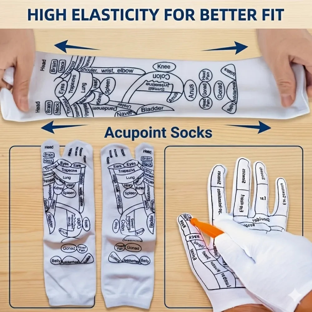 6Pcs Foot Pressure Point Therapy Trigger Point Massager Stick Acupressure Reflexology Sock with Massage Tools Set Foot Care Tool