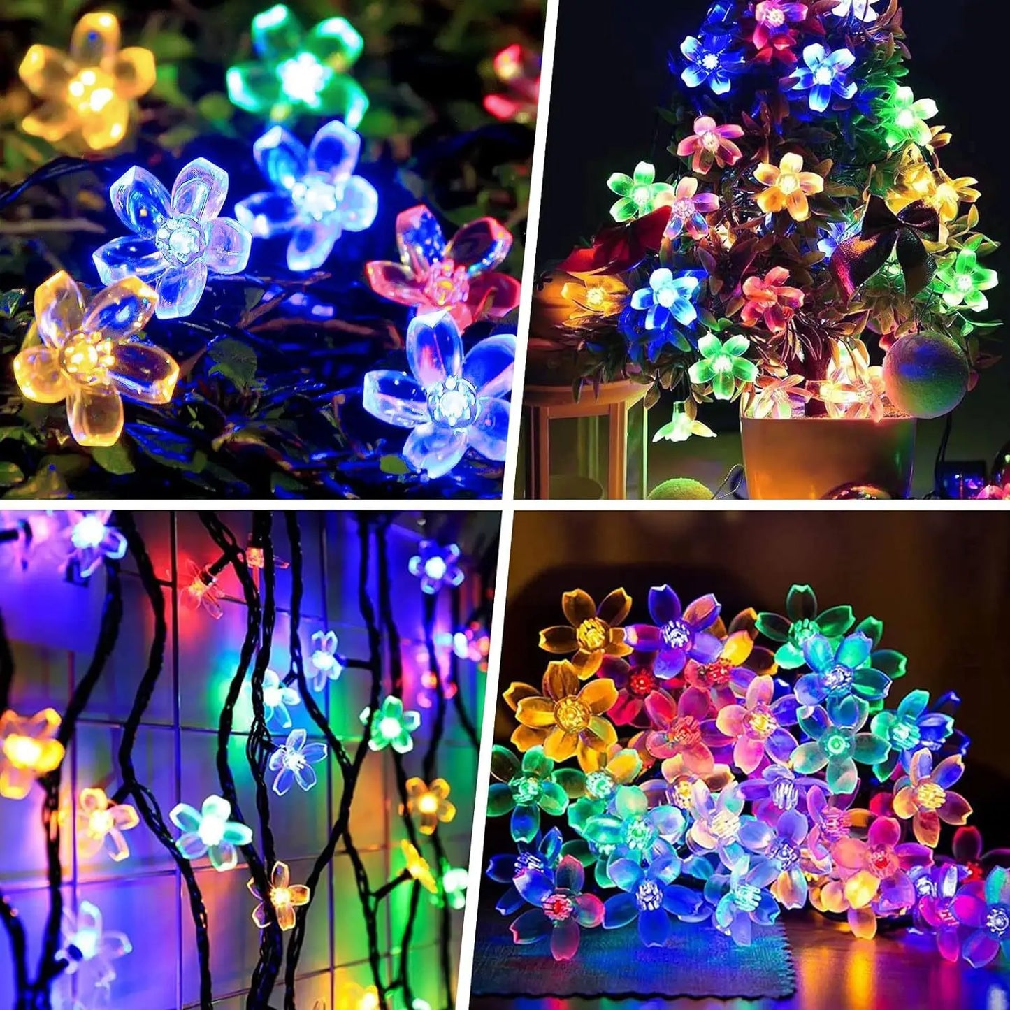 Outdoor Solar Led String Lights Cherry Flowers  Light Strings 8 Lighting Modes Solar Lamp for Camping Wedding Christmas Decor