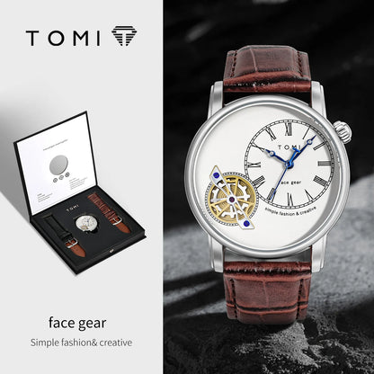 TOMI Set Gift Box Luxury and Fashionable Men's Quartz Watch Leisure Calendar Double Strap Quartz Watch Festival Gift