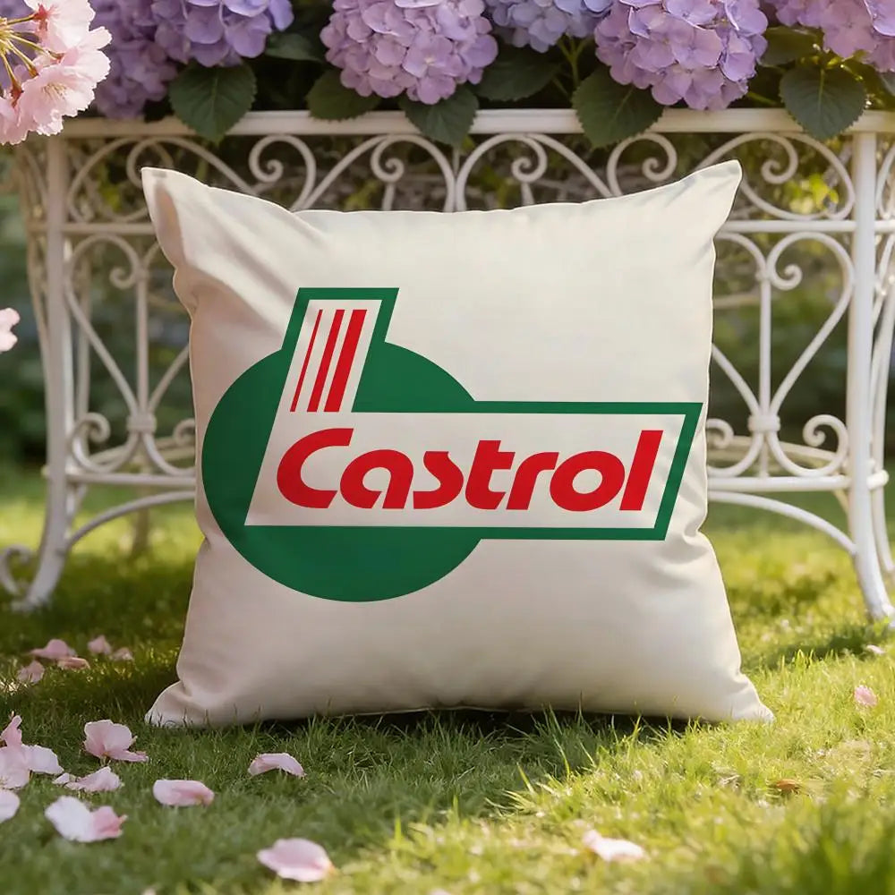 Logo C-Castrol Cushion Cover Home & Car Dual-Scene Pillow Cover: Reversible for Premium Comfort