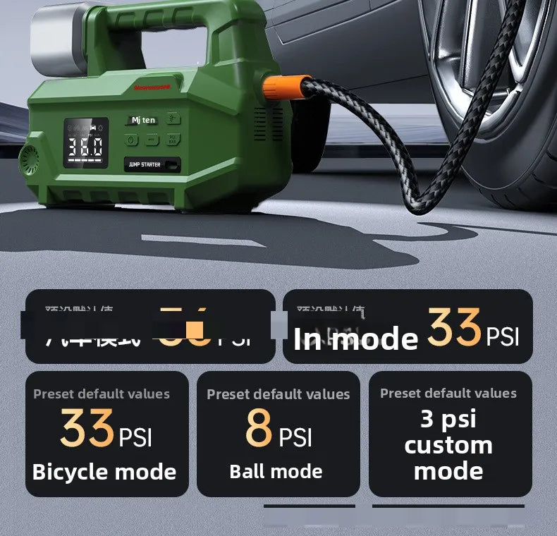 2-in-1 Car Jump Starter with Air Pump Portable Battery Booster Digital Tire Inflator for Car Truck Motorcycle